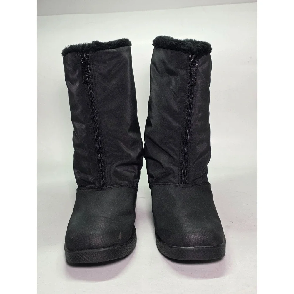 Chromatic By Totes Women's Boots Size‎ 10 M Black Faux Fur Snowflake Zip Shoes